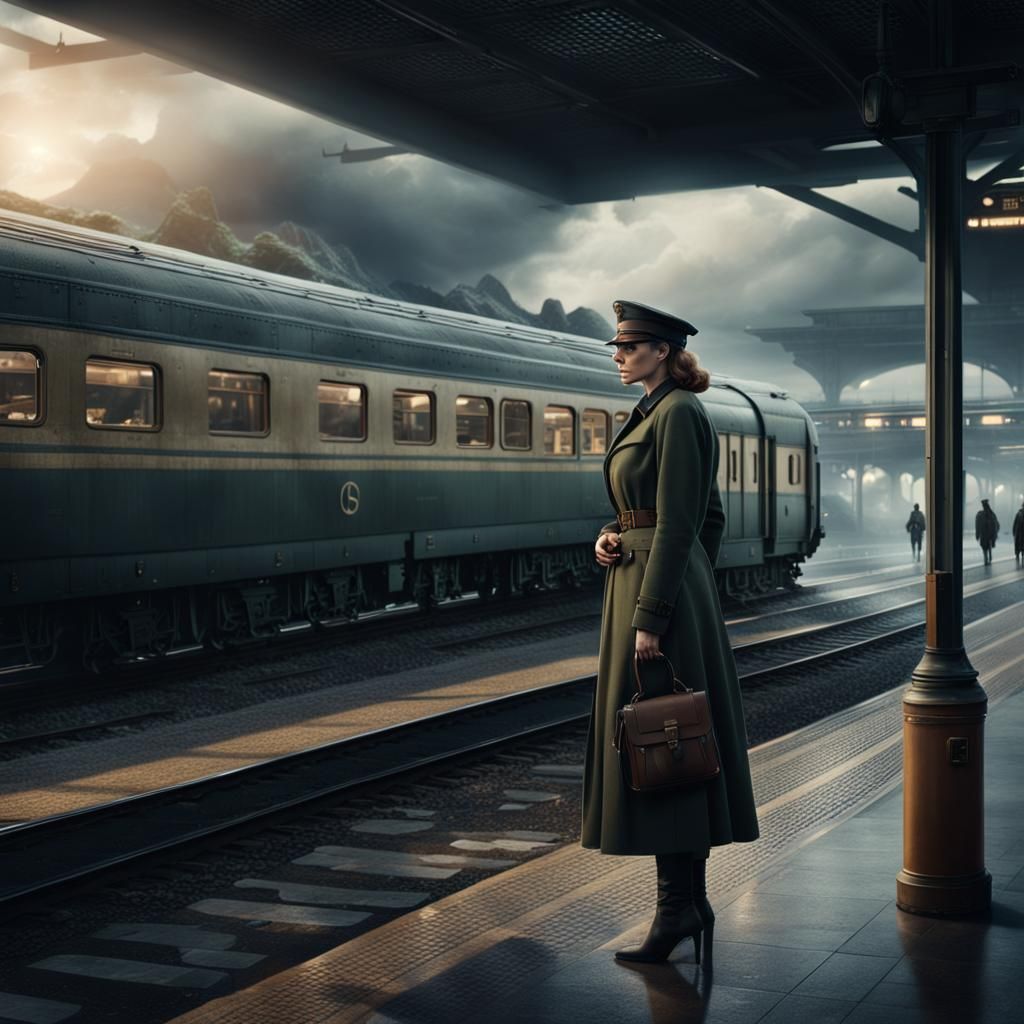 Emotional Reunion: Woman Waits at Train Station