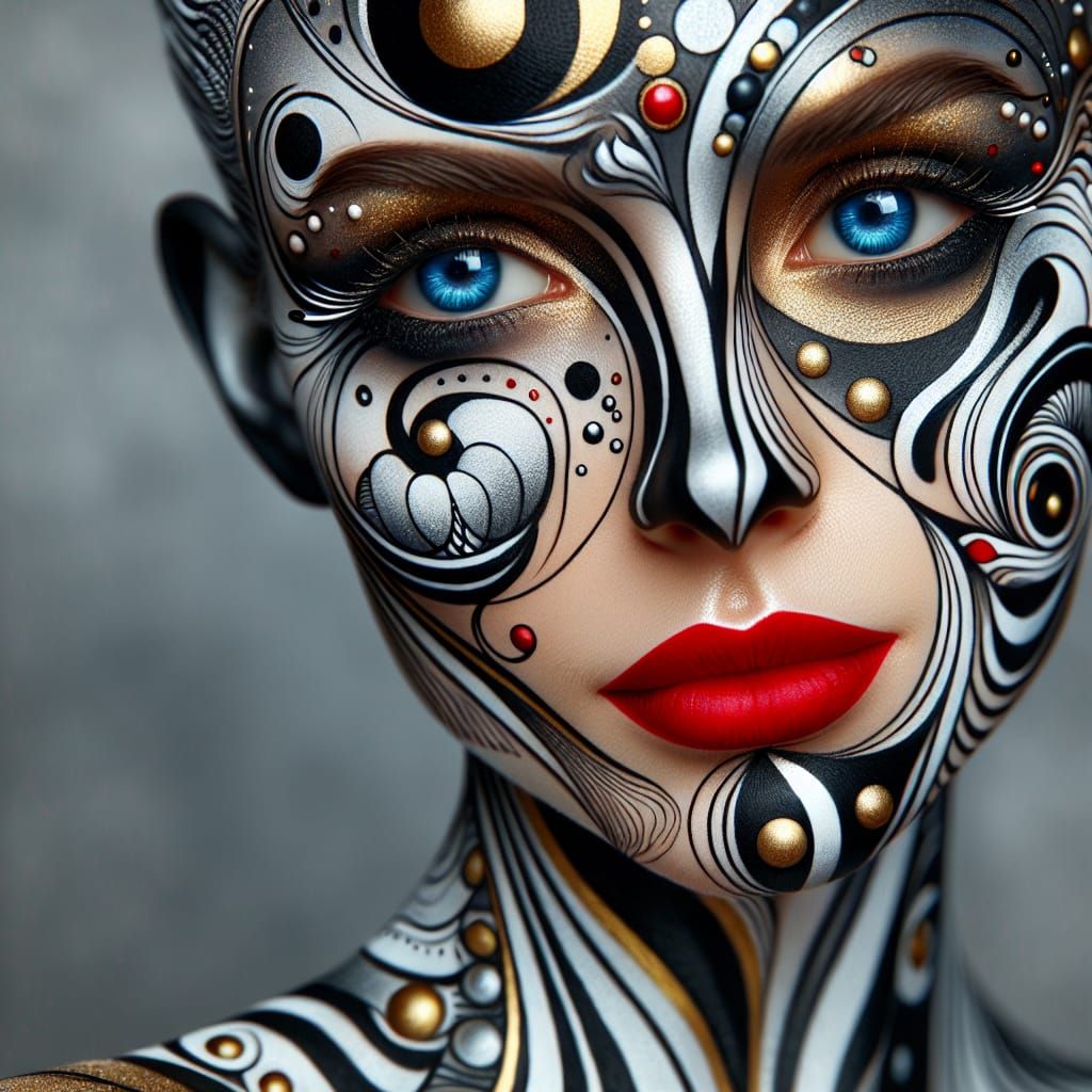An artistic portrait of a woman with striking face and body ...