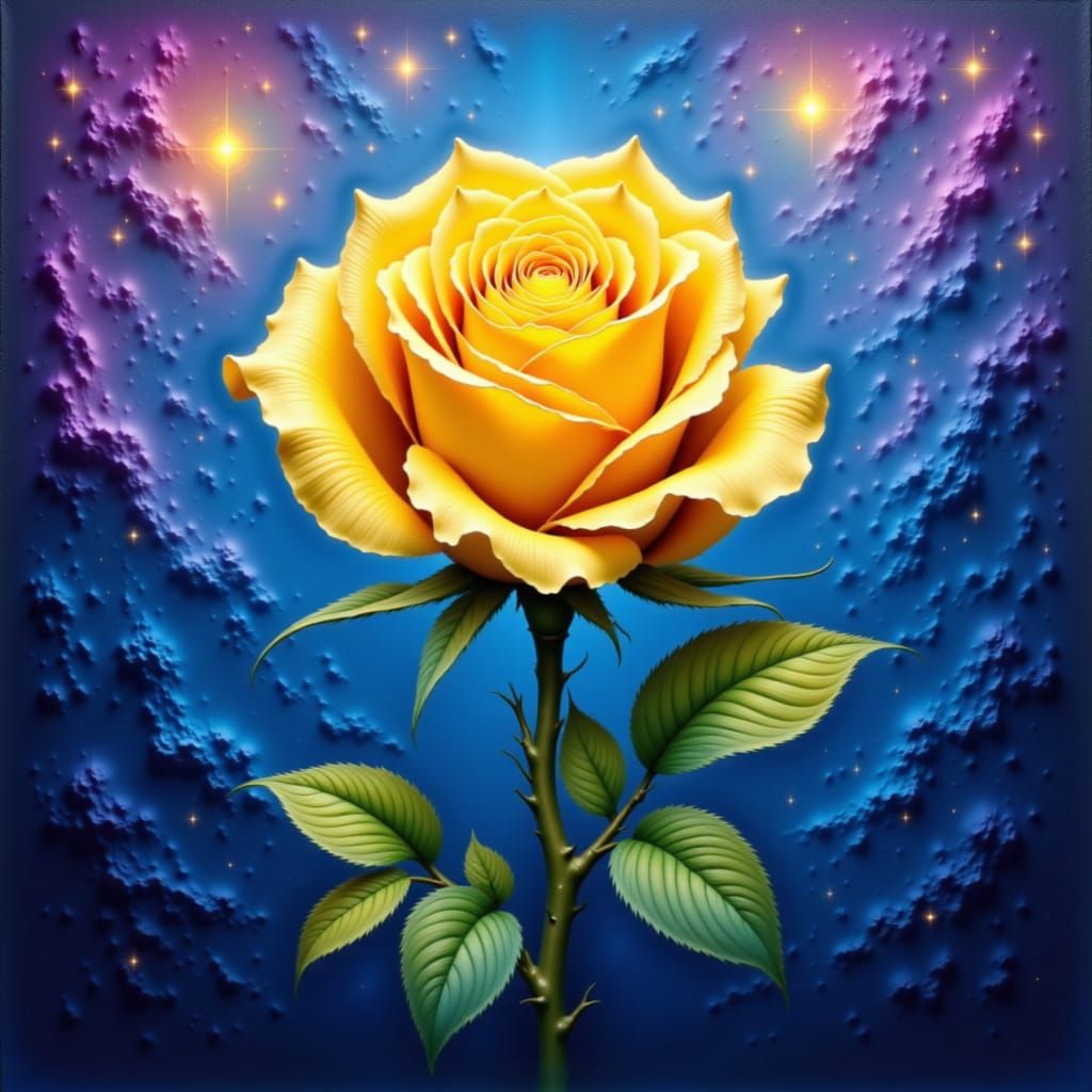 Solitary Yellow Rose in Golden Twilight Oil Painting