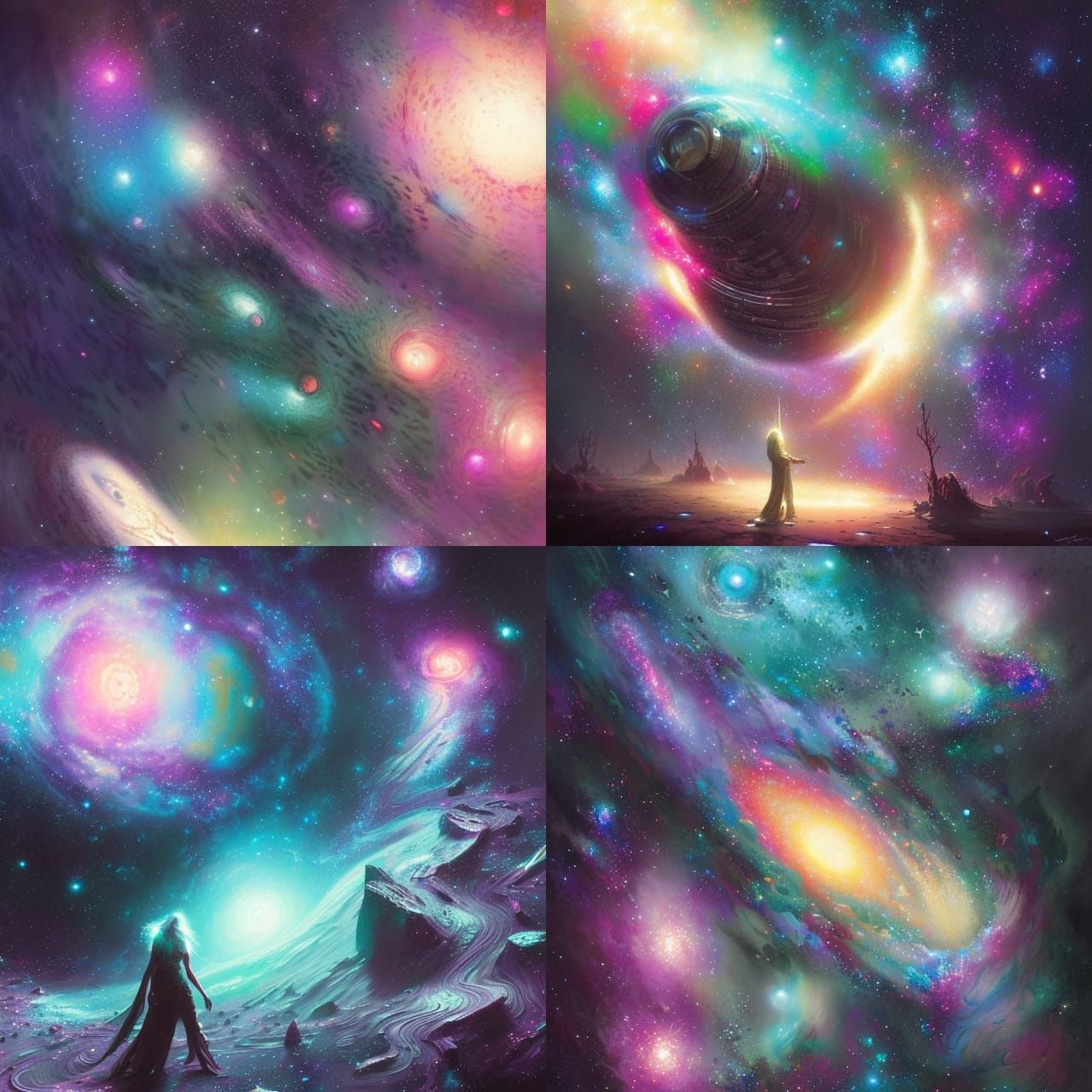 Sparkling Galaxy Concept Art in Triadic Colors