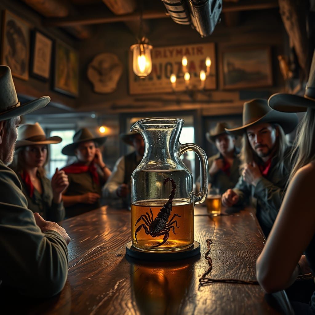 Wild West Saloon with Tequila, Hyperrealistic Style
