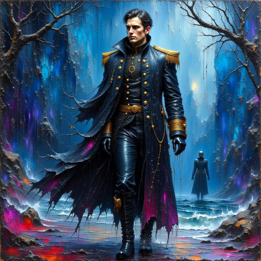 Textured Oil Painting of a Gothic Fantasy Captain