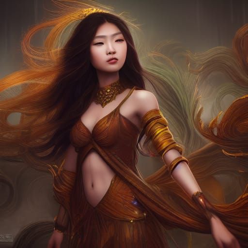 Asian Woman in Detailed Matte Painting