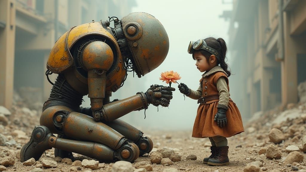 Robot's Gift: Dystopian Kindness in Gritty Style