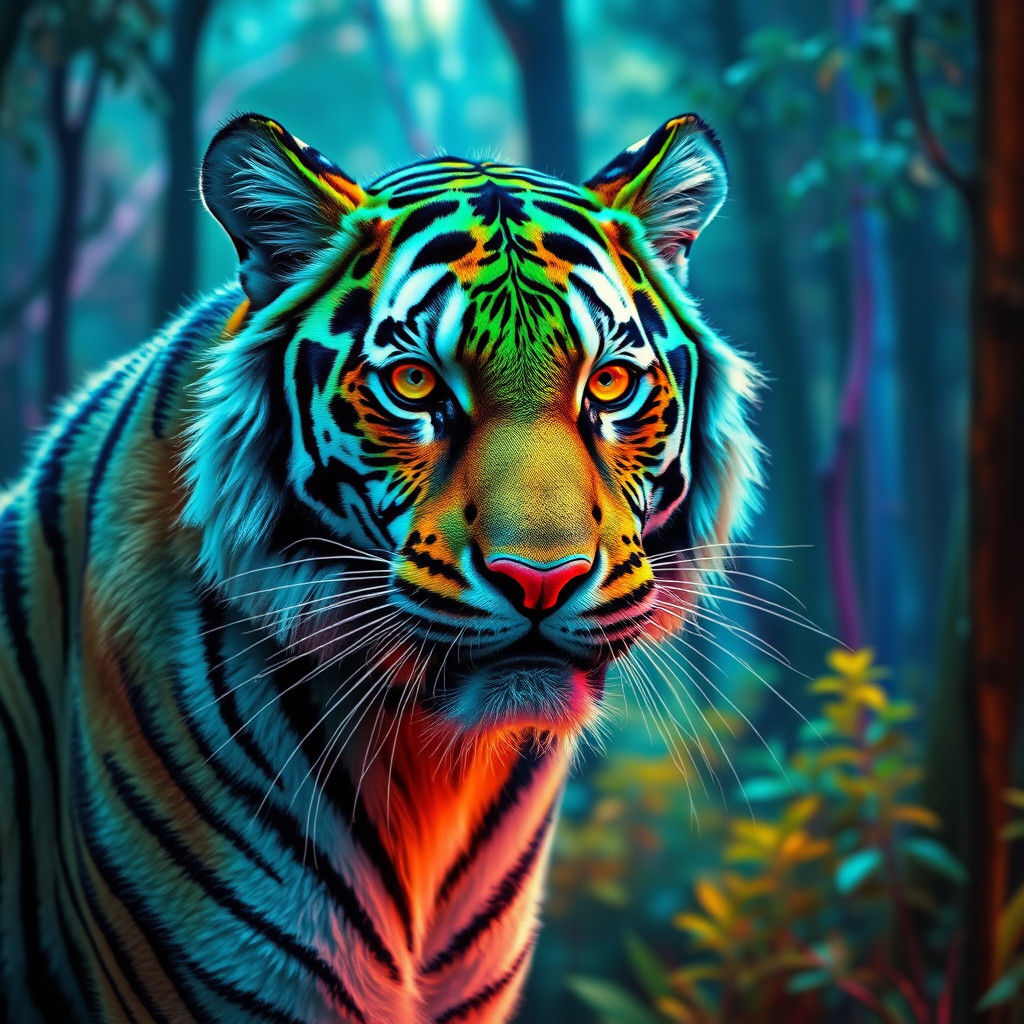 Electric Tiger in Rainbow Forest, Concept Art
