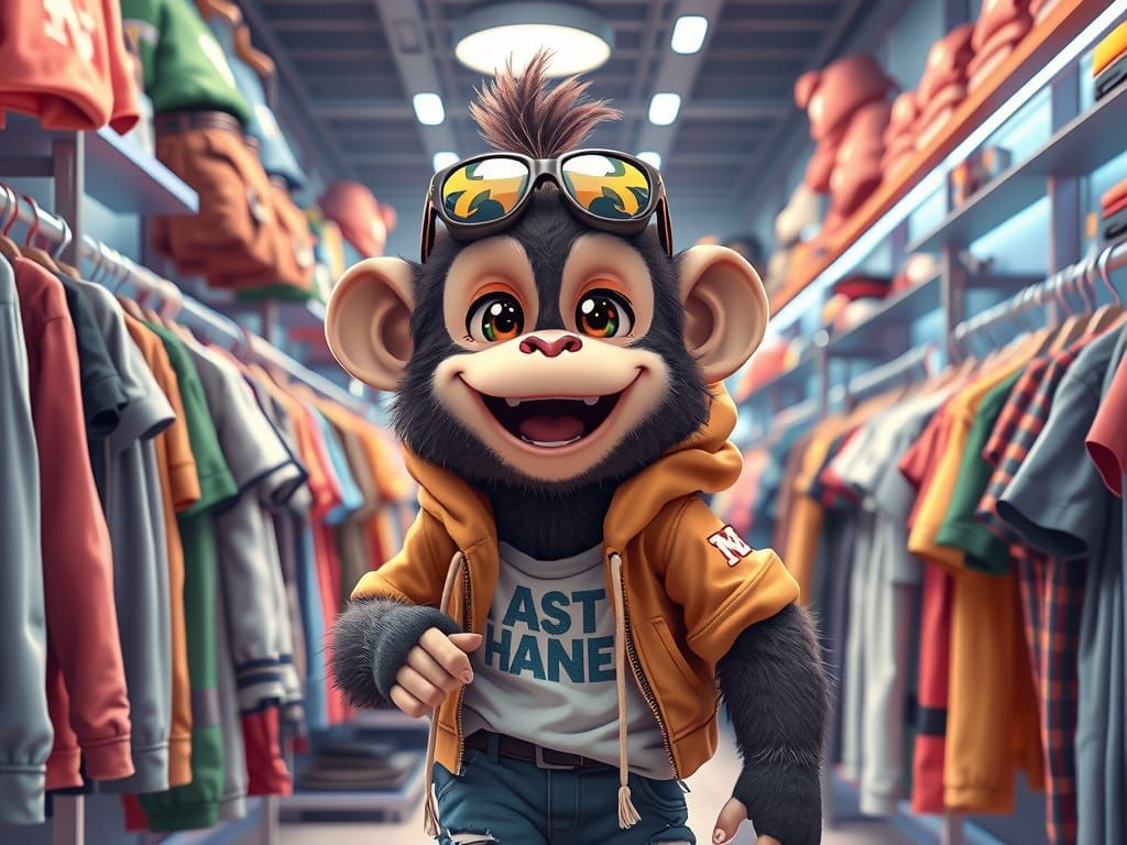 Vibrant 3D Anime Art of Monkey D. Fluffy in Trendy Attire