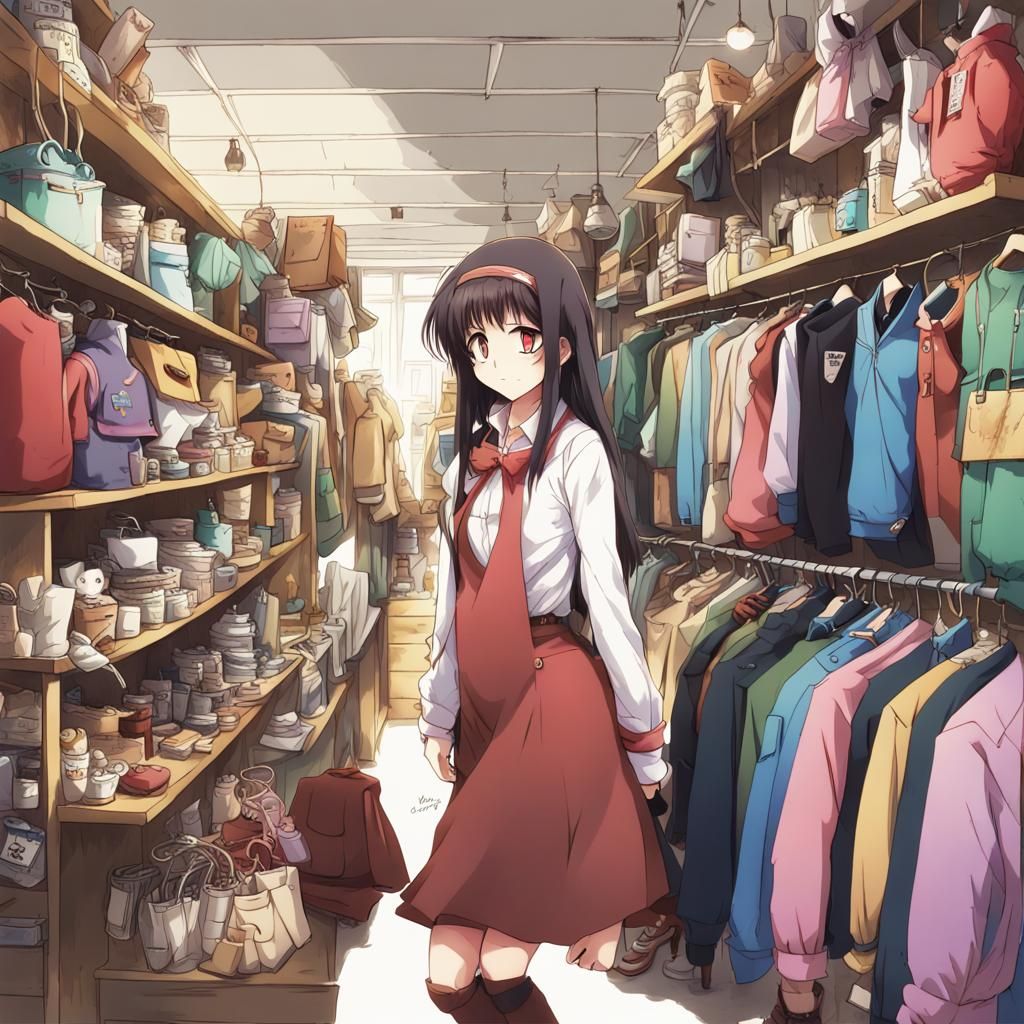 Anime Style Thrift Shop Scene