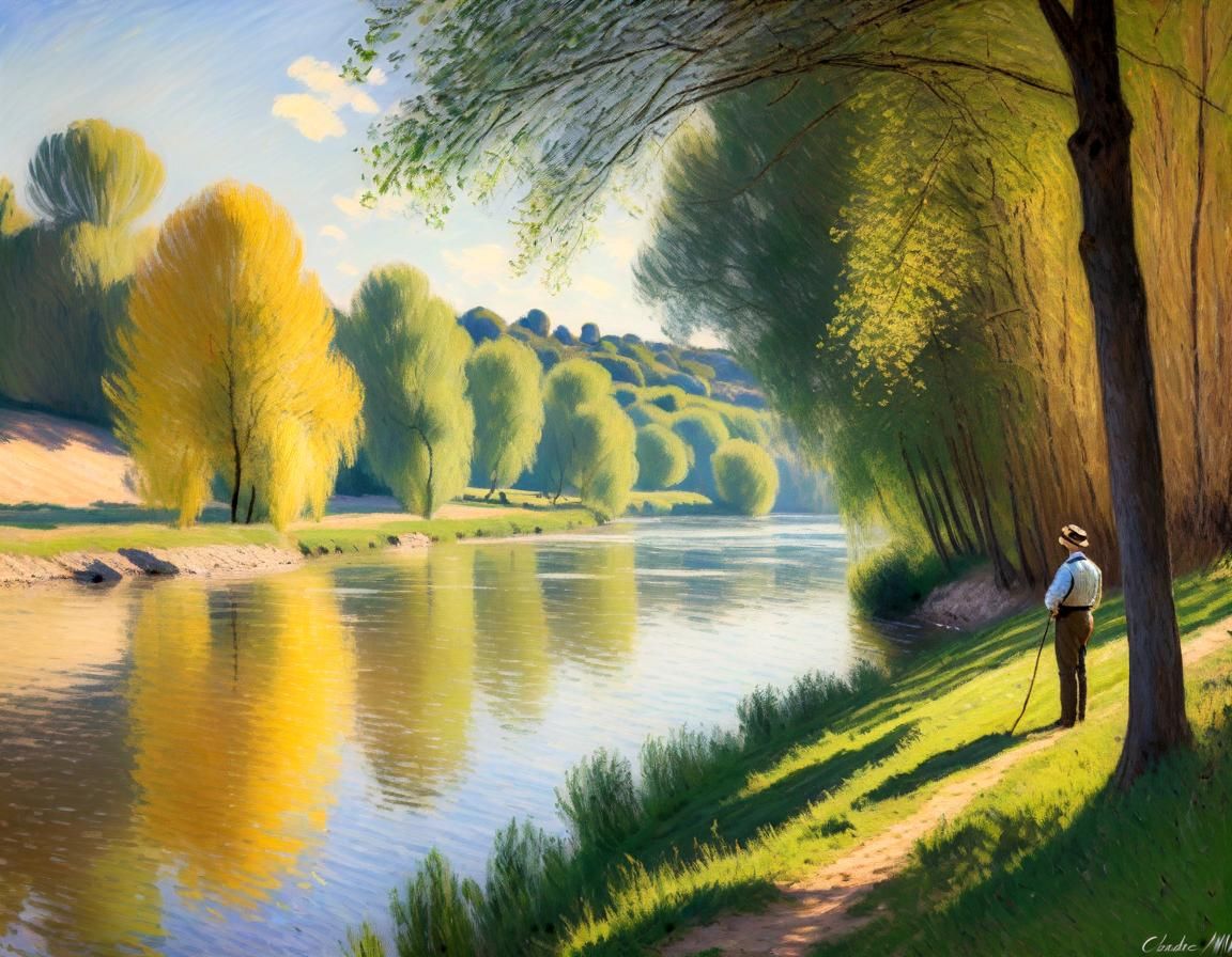 Impressionist Masterpiece of a Riverbank Scene
