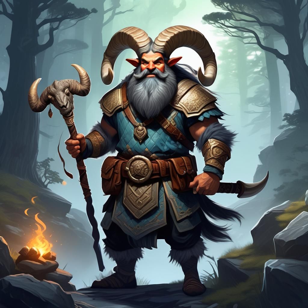 Epic Dwarf-Goat DnD Character Portrait