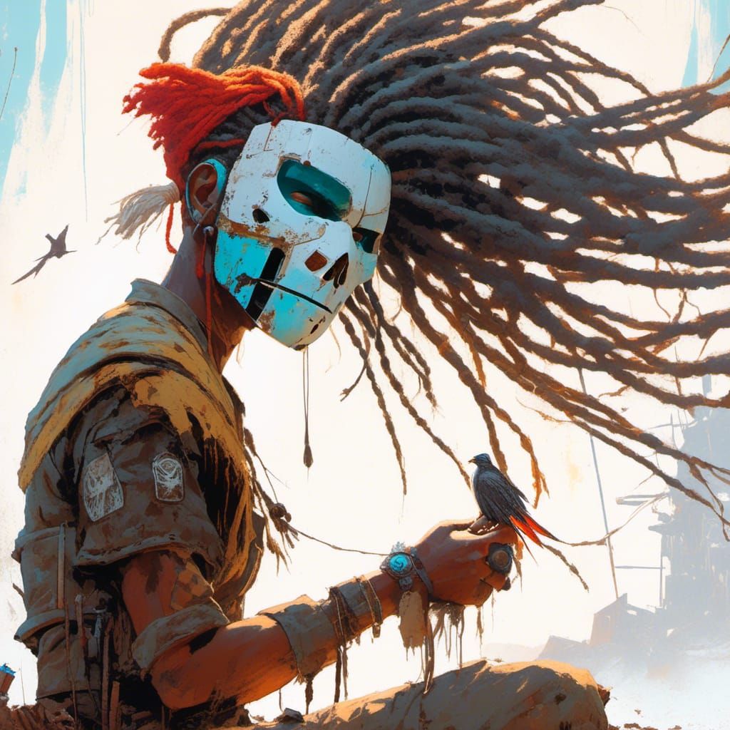 Masked warlord with <lora:Paintings