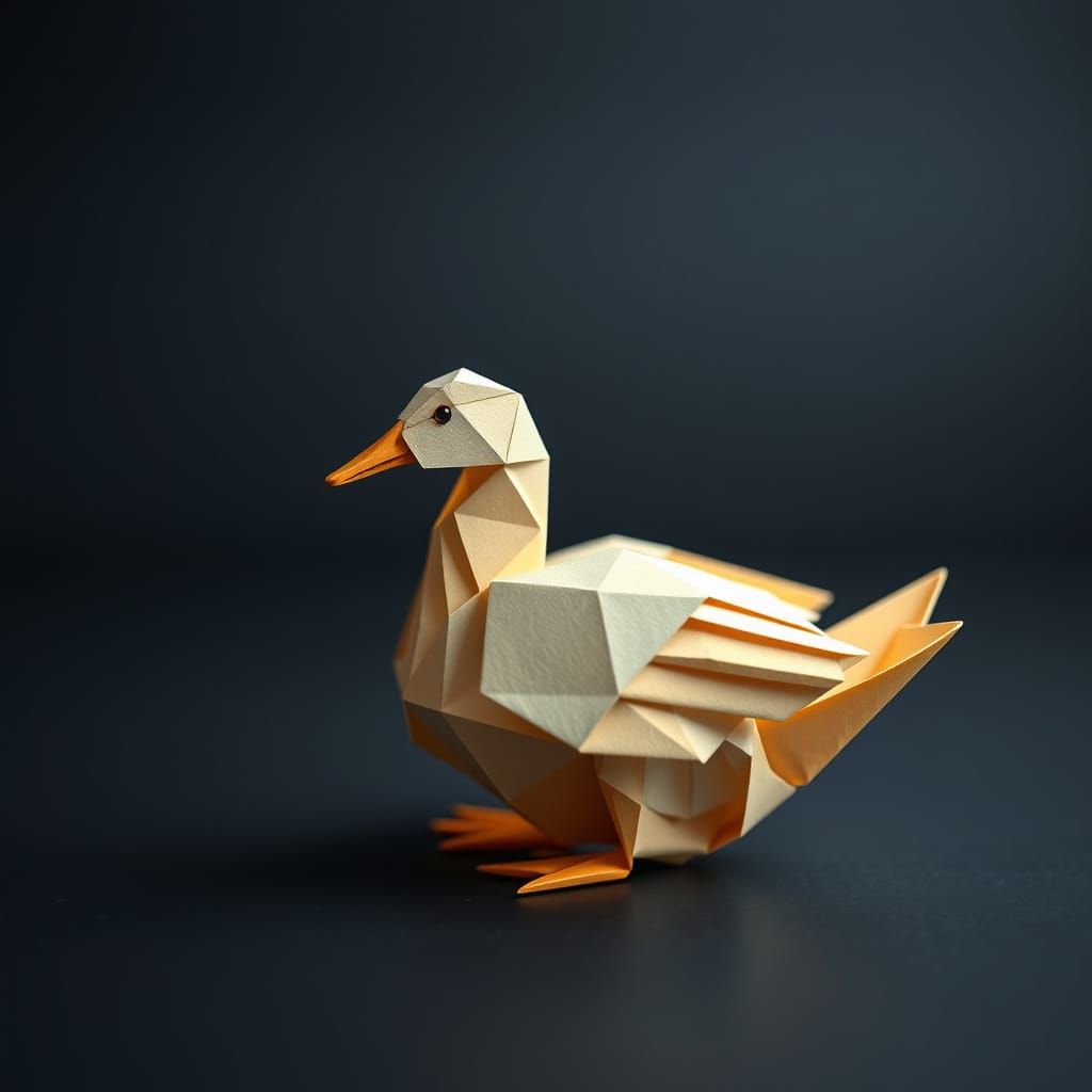Origami Duck Papercraft in 8K Resolution