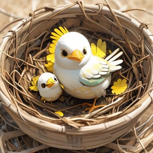 Chick Hatching from Egg in Watercolor Illustration