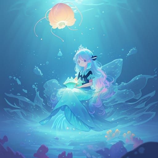 Ethereal Mermaid Kingdom in Vibrant Bioluminescent Hues