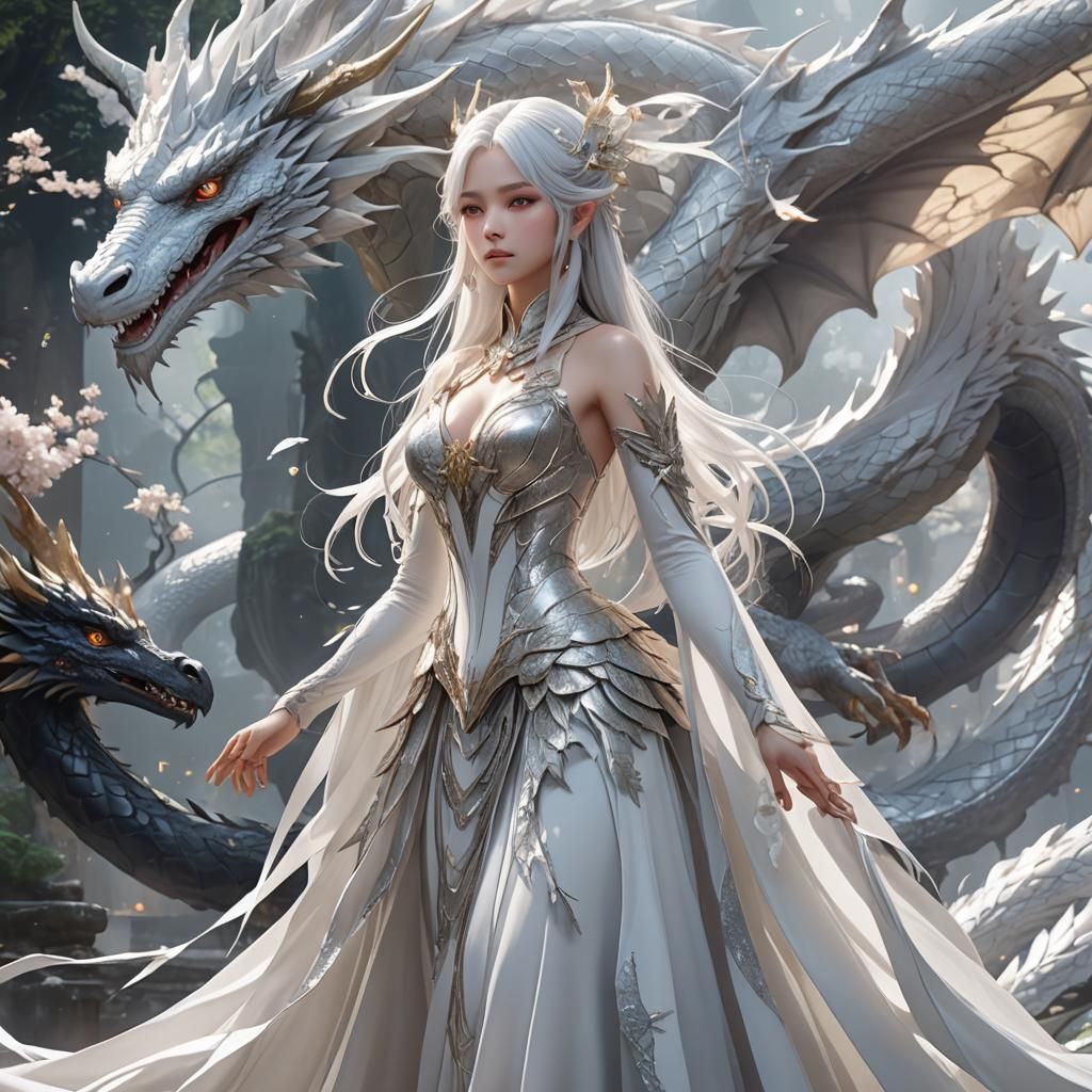 Ethereal Fairy Blending with Dragon in 3D Anime Art