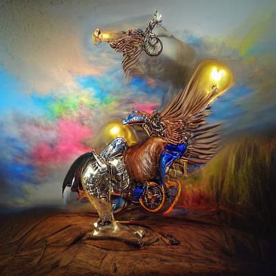Knight on Pegasus in Steampunk Style