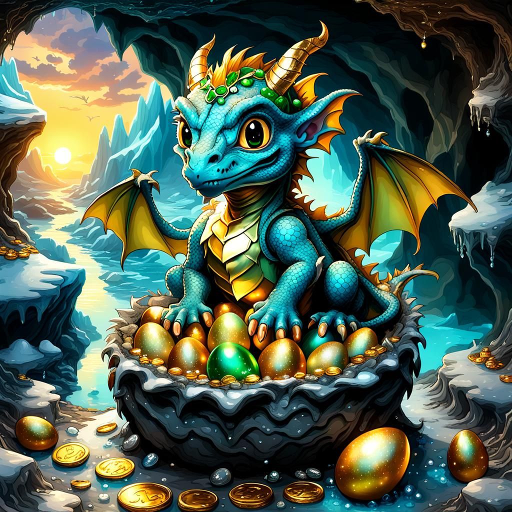 Baby dragon sitting dressed as a  Leprechaun