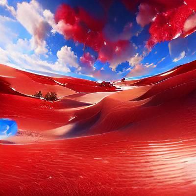 Vibrant Red Desert Under Blue Sky