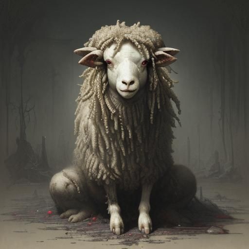 Acid Sheep: A Grotesque Horror Illustration