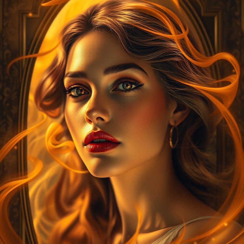 Elegant Woman in Warm Caramel Hues, à la Belle Époque