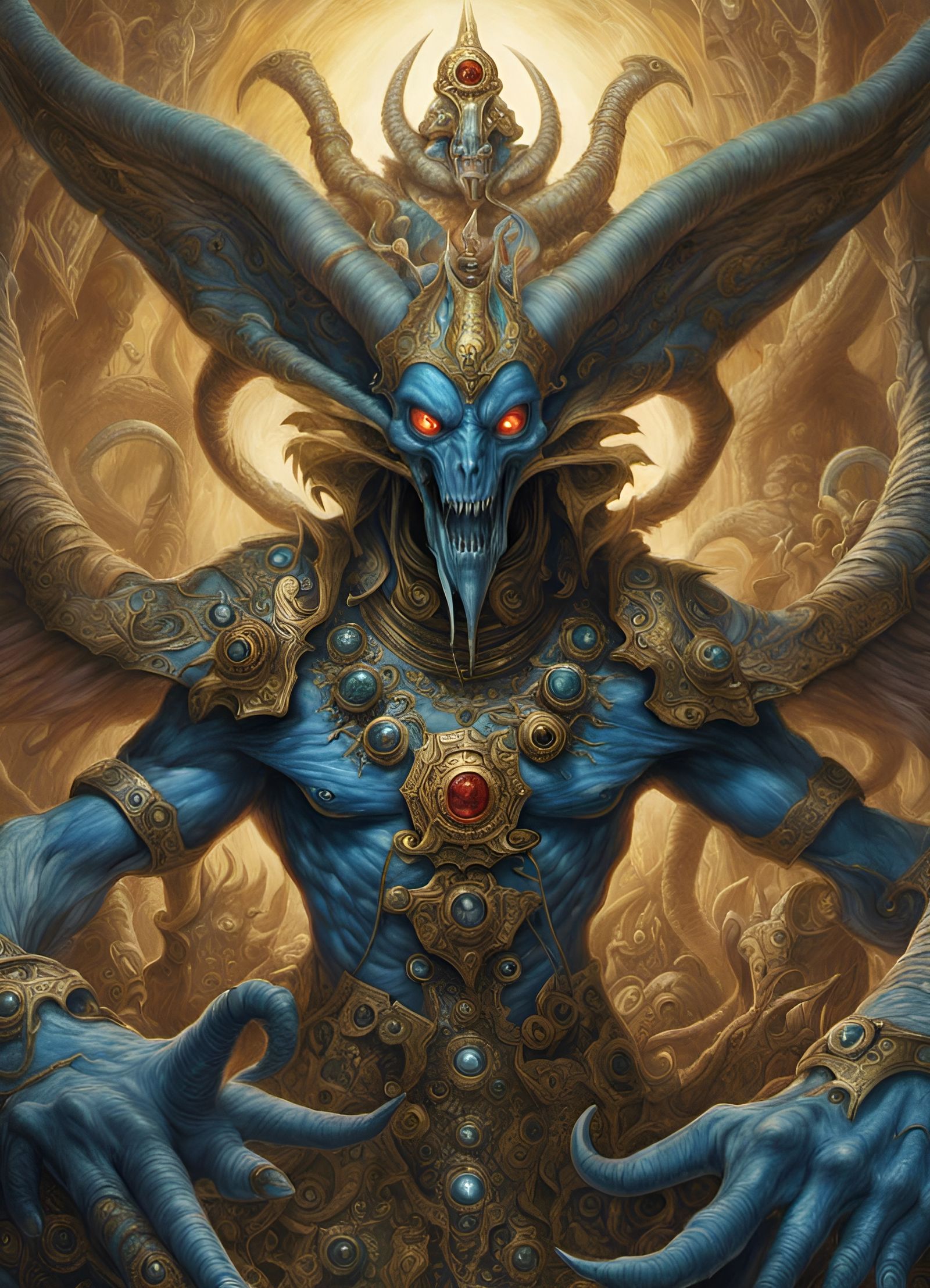 Alien God Tzeentch Descends in Detailed Colored Pencil Art