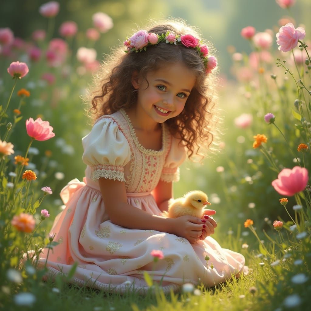 Easter Princess in Whimsical Garden Setting