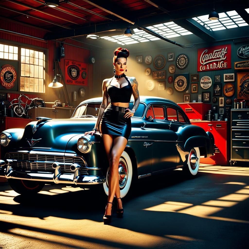 Rockabilly Pinup Girl With Tattoos
