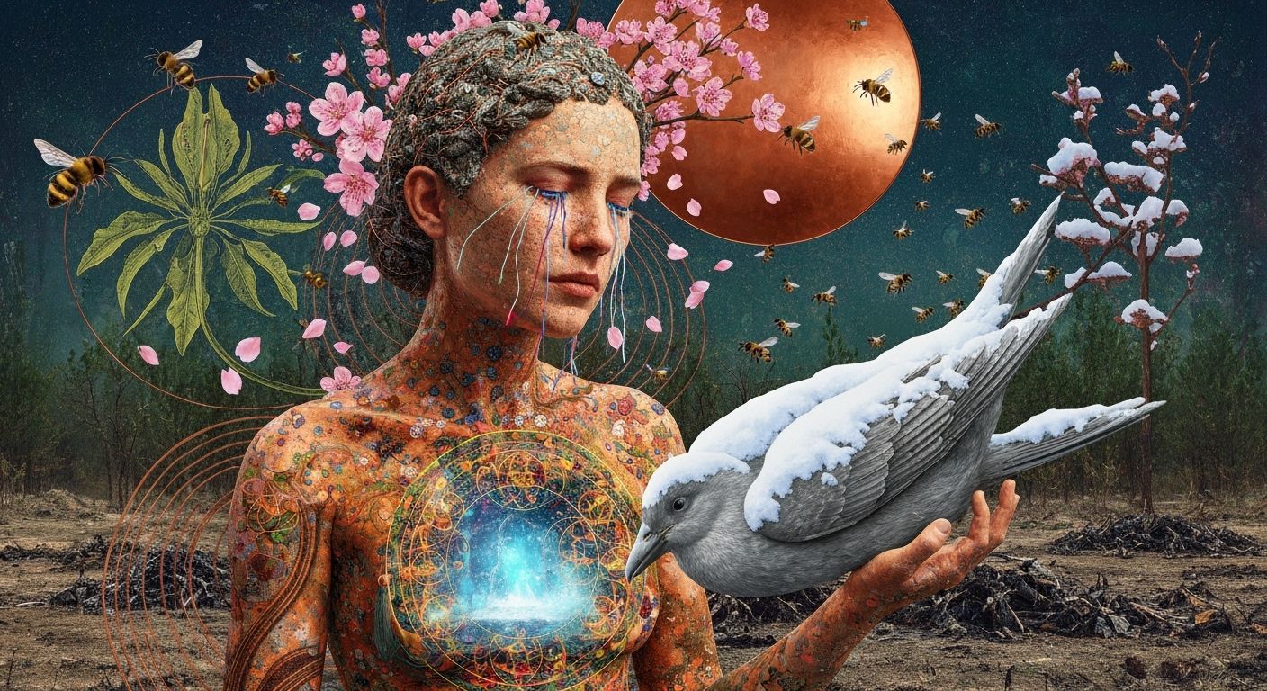 Bio Art Collage of Exile Rebel in Moonlit Forest