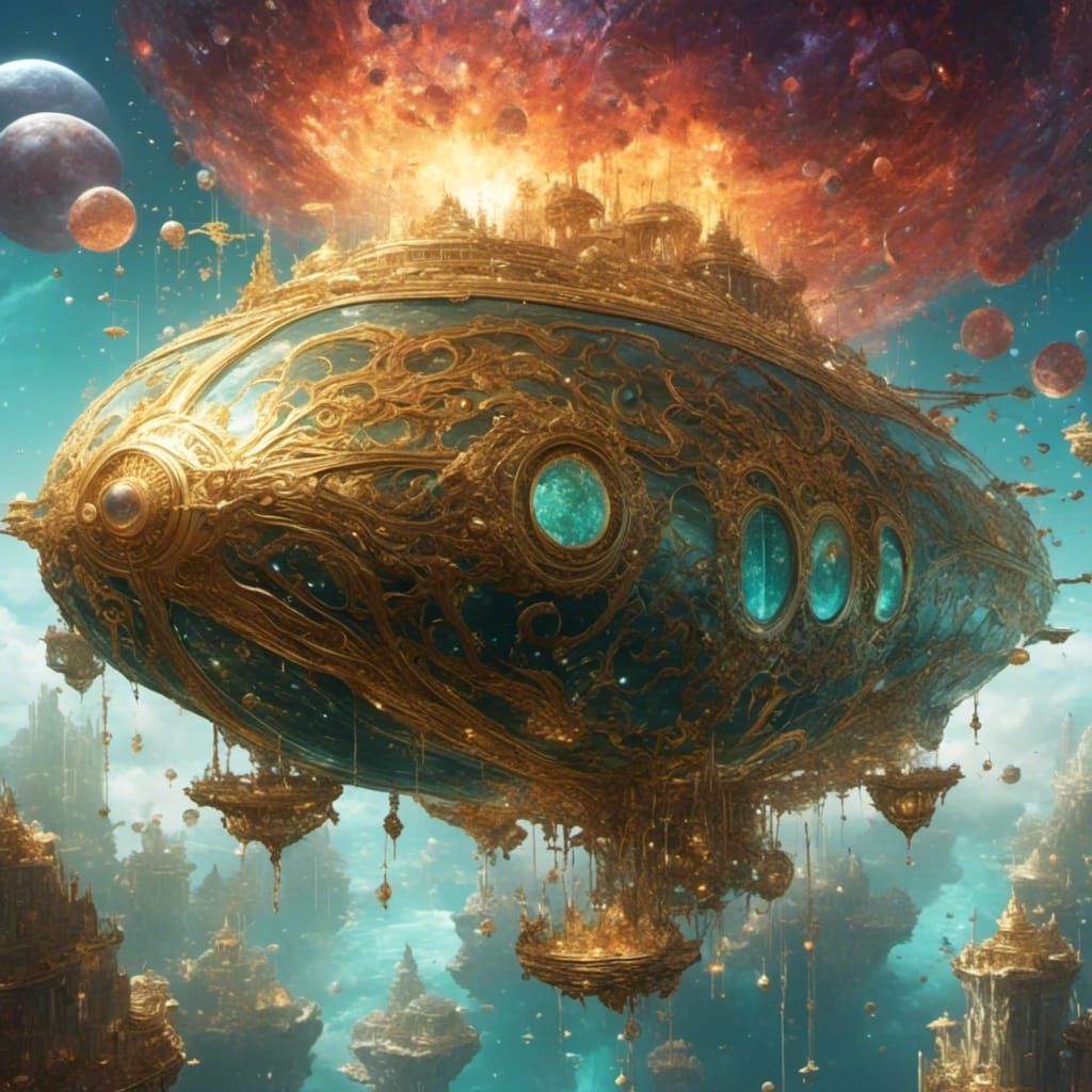 Steampunk Tartarian Airship Fantasy Illustration