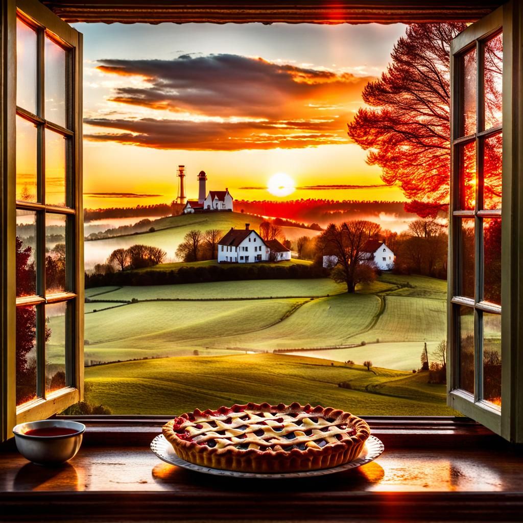 Cherry Pie Sunrise Over Meadow