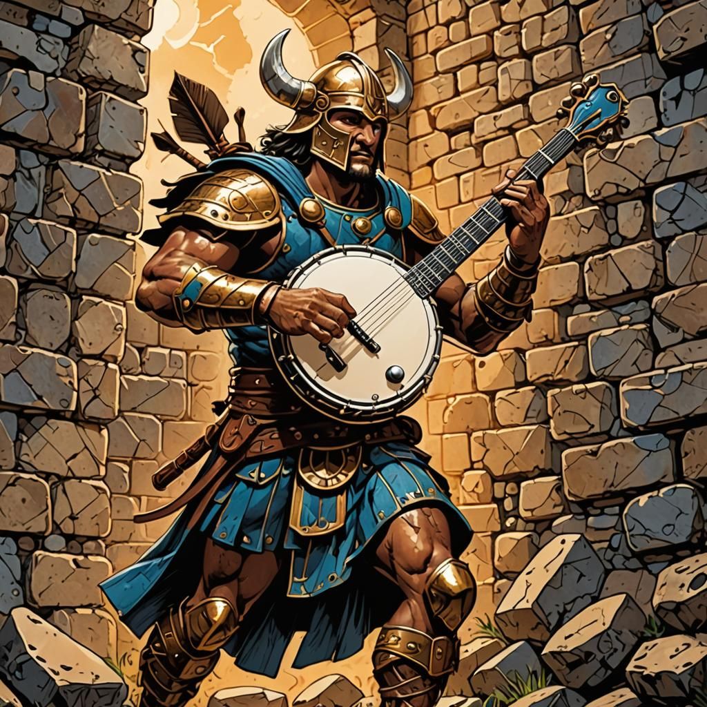 Gladiator Plays Banjo: Comic Book Illustration