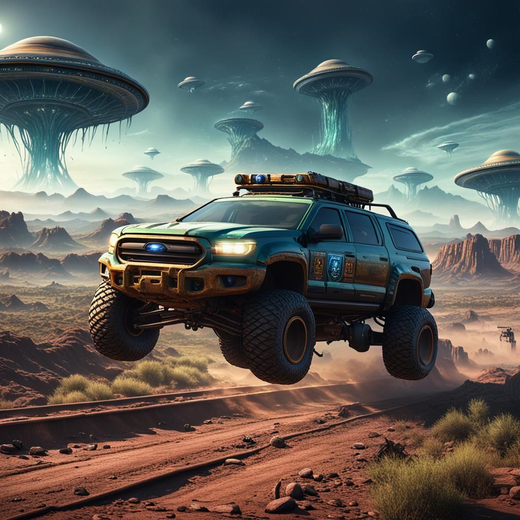 Aliens and UFOs Invade Texas Border: Detailed Matte Painting