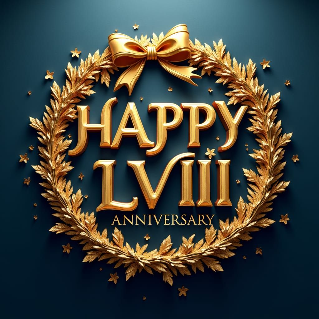 Elegant Gold Anniversary Design in 3D Render