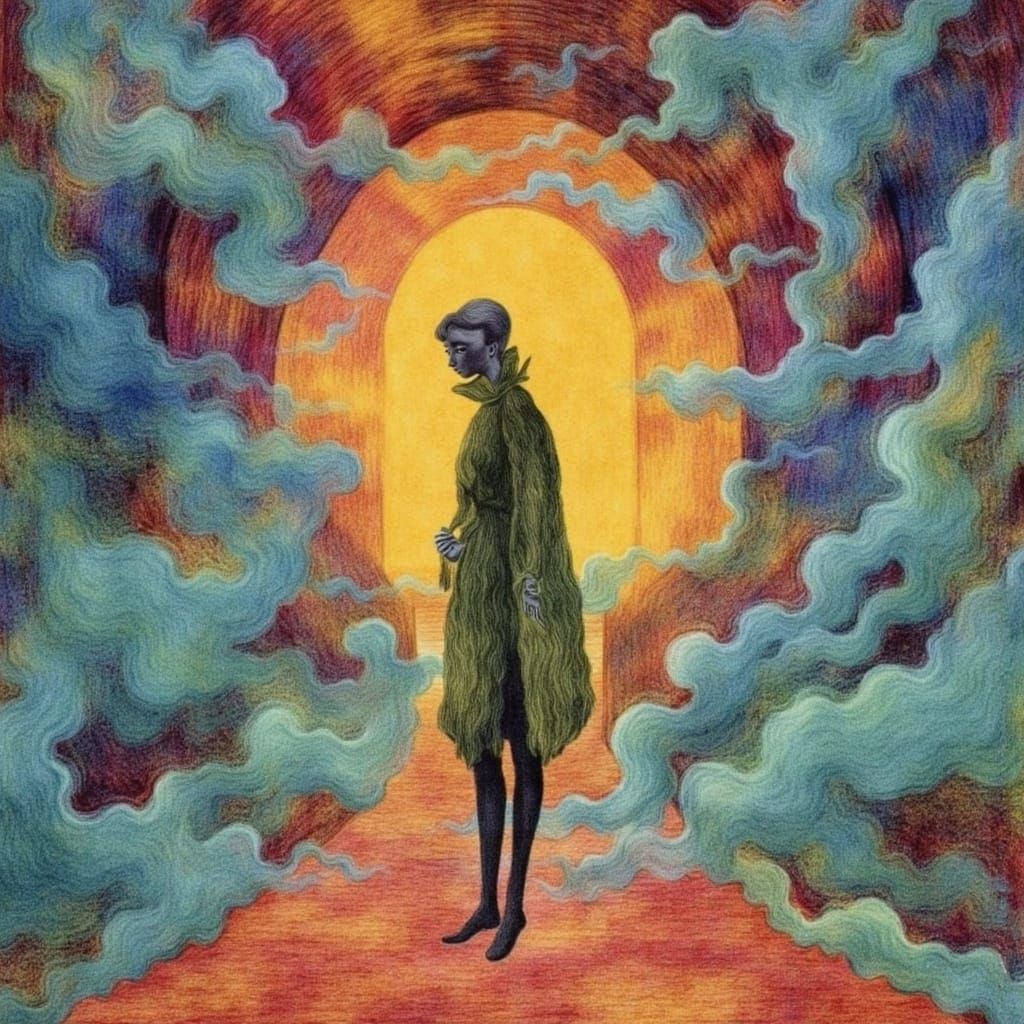 Elegant Woman Enters a Surreal Dreamscape