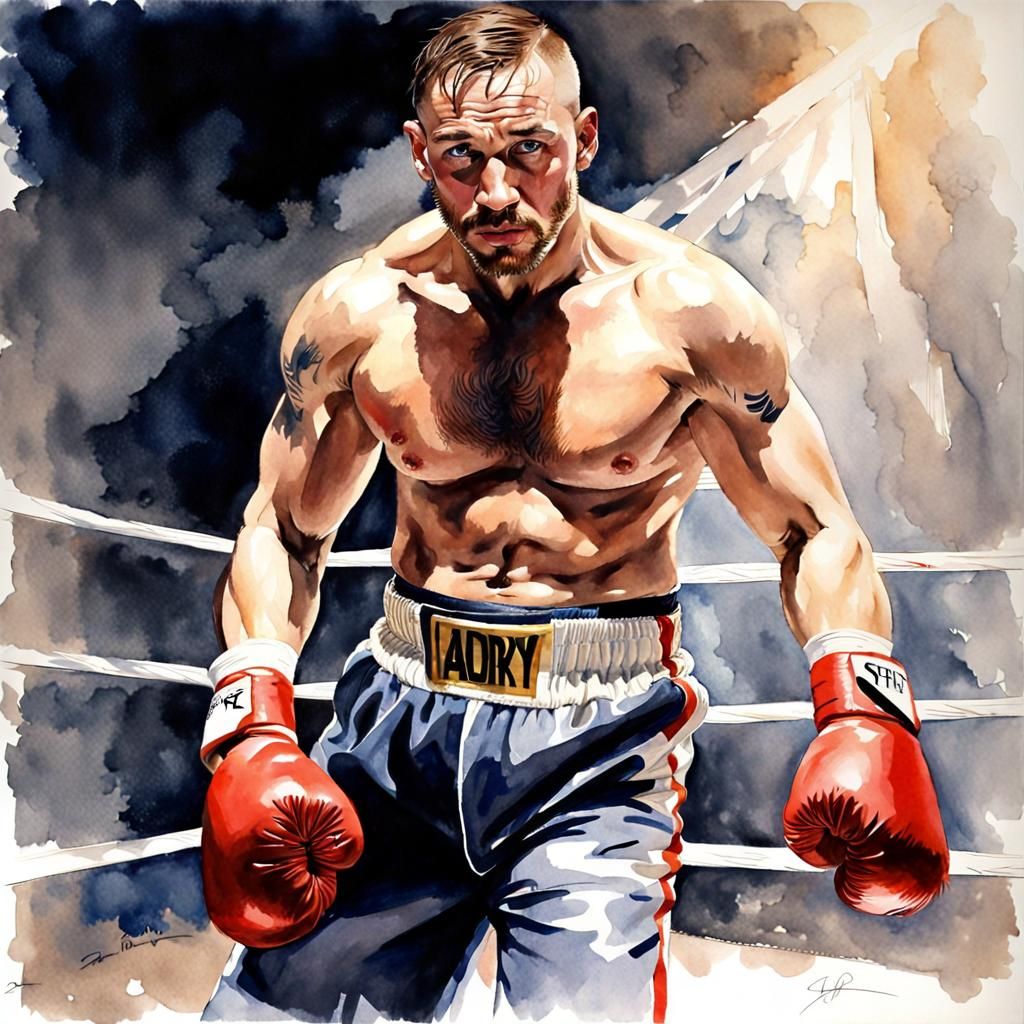 Boxer Portrait in Watercolor Style