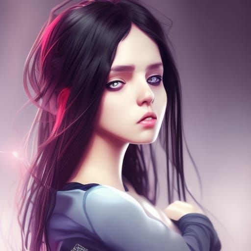 Blue-Haired Video Game Character in Detailed Digital Art