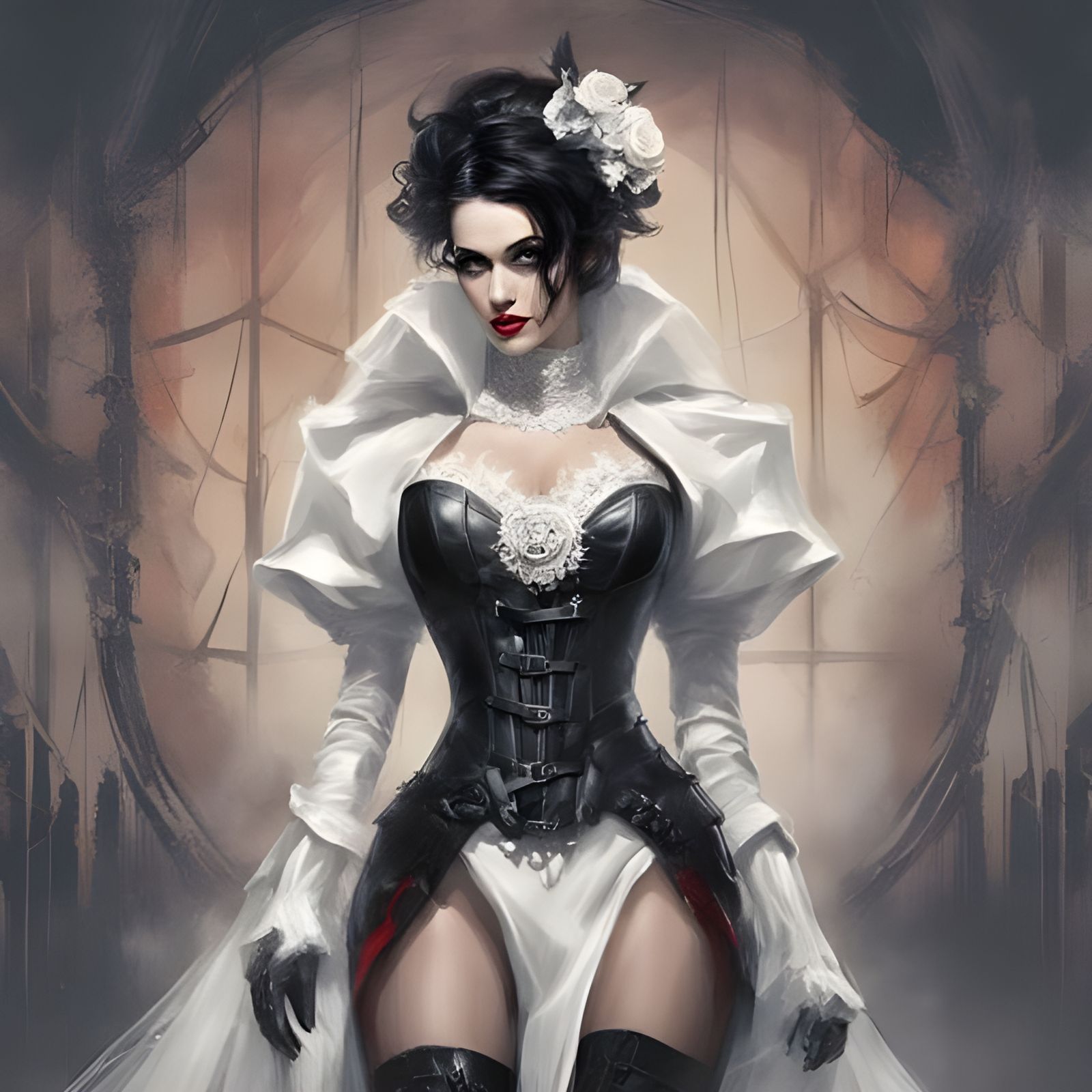 Gothic Bride Portrait in Leather, Royo Style