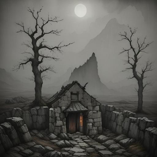 Melancholic Winter Landscape with Solitary Figure