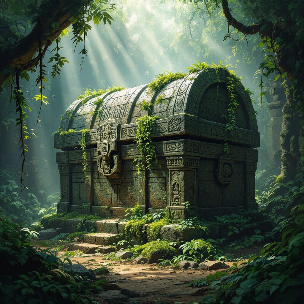 Ancient Stone Chest in Forgotten Jungle Temple