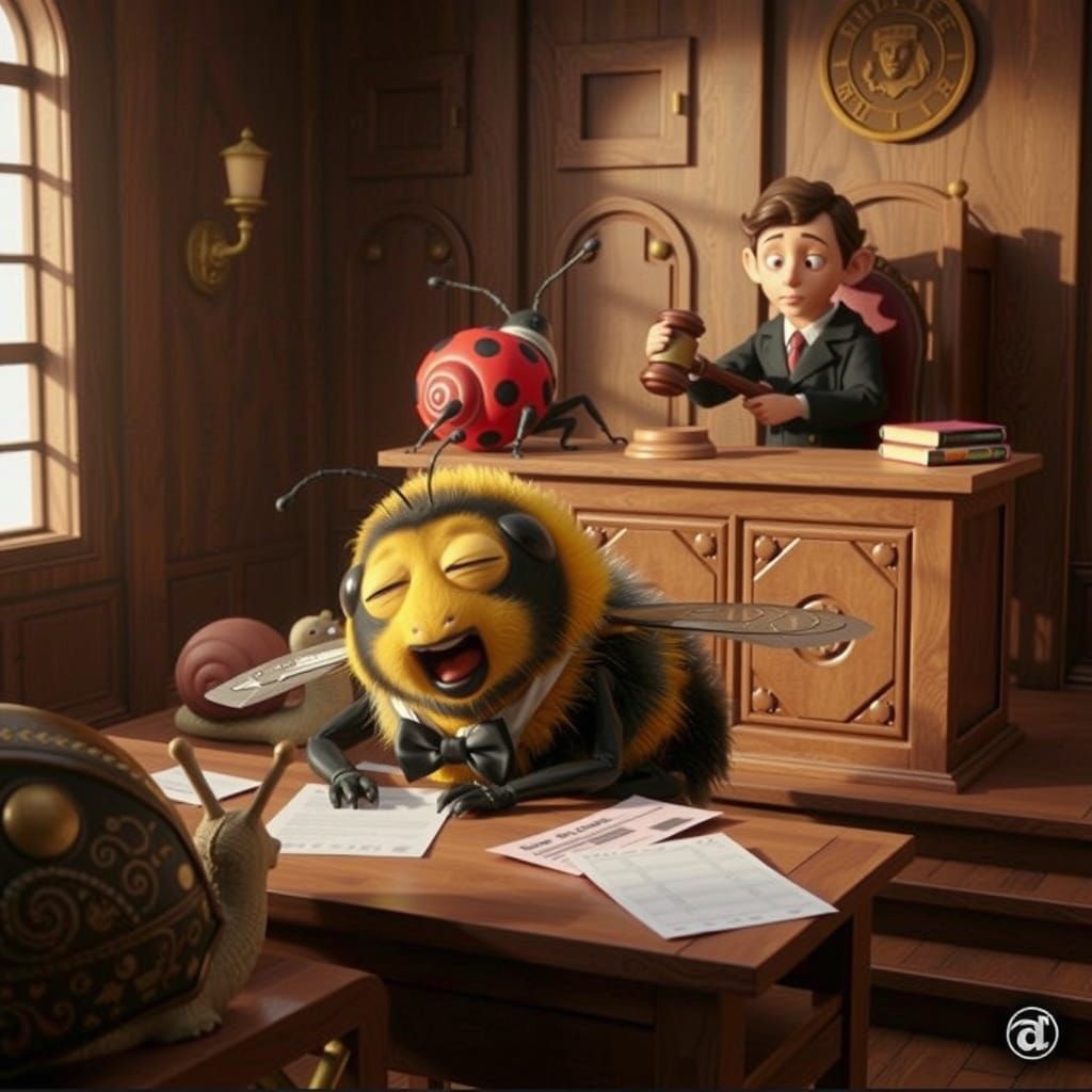 Sleepy Bumblebee in Court, Photorealistic Unreal Engine Rend...