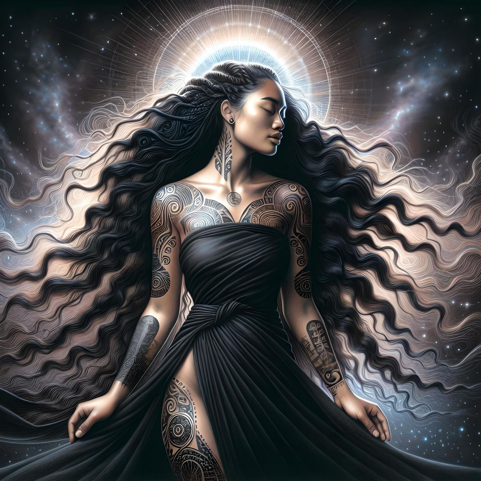 Gorgeous Maori Goddess Portrait in Colored Pencil