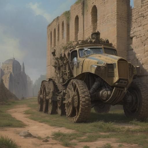 Mecha Battle Near Jericho in Golden Light