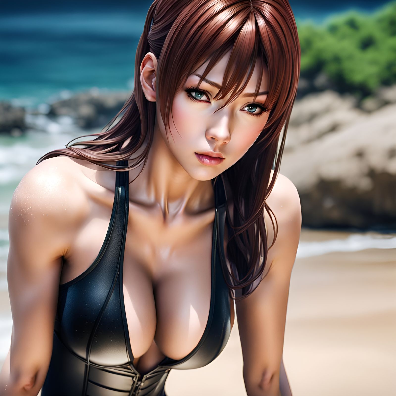 Kasumi Inspired Anime Swimsuit Photo