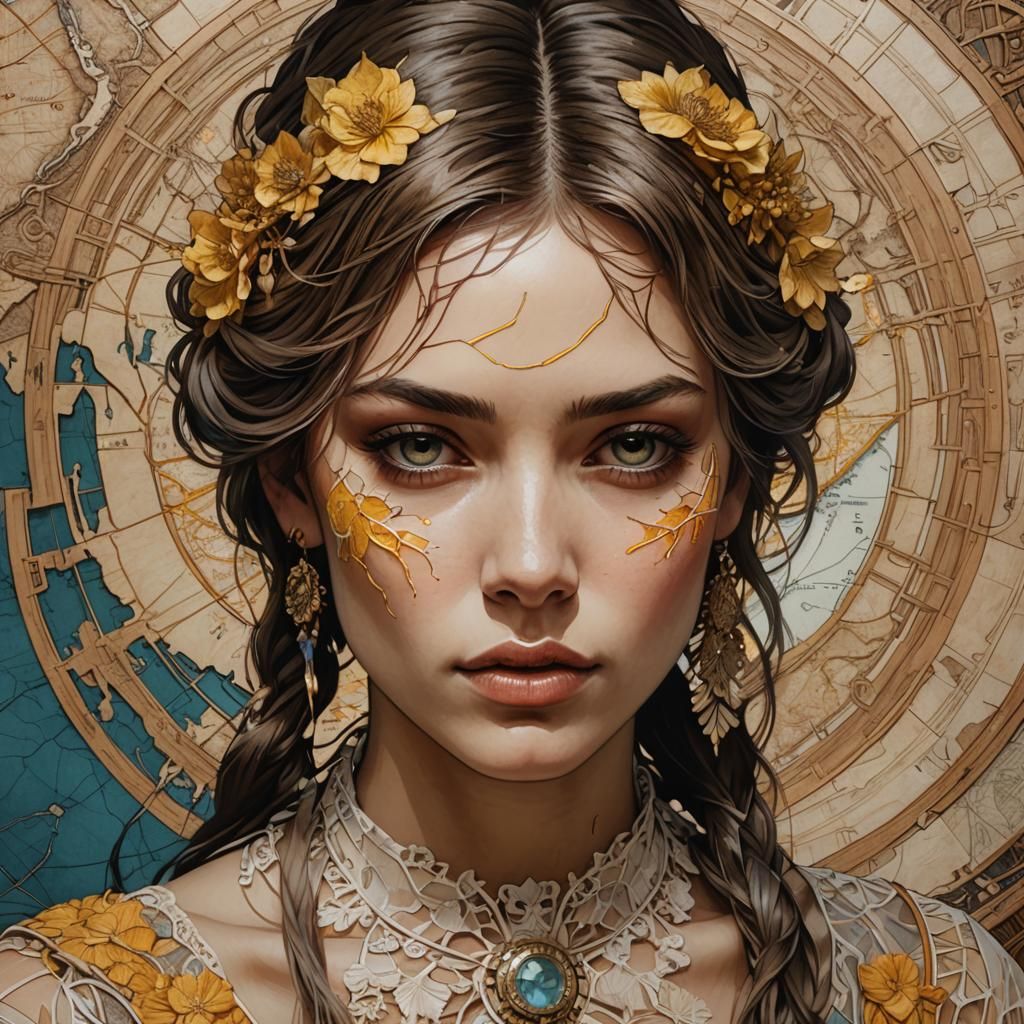 Beautiful Girl Portrait with Double Exposure Effect