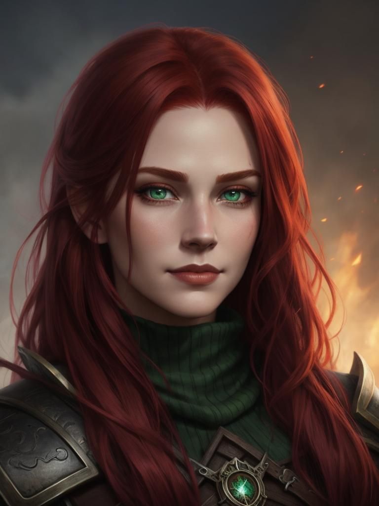 Heroic Fantasy Adventurer Portrait with Red Hair