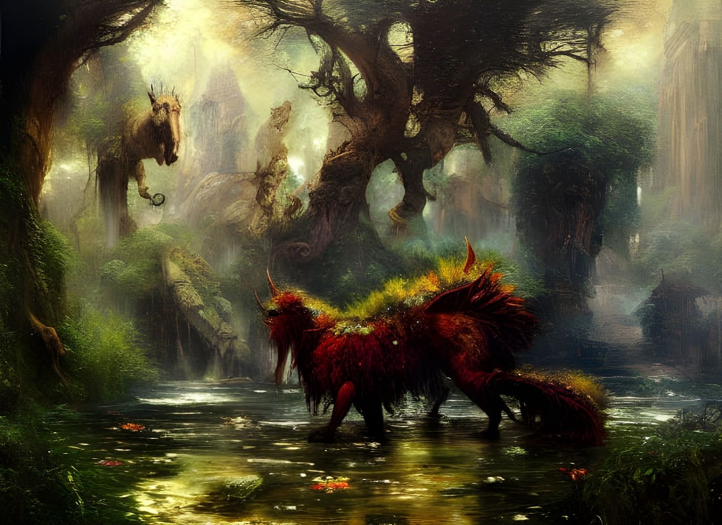 Mythical Creatures Assembly in Lush Valley