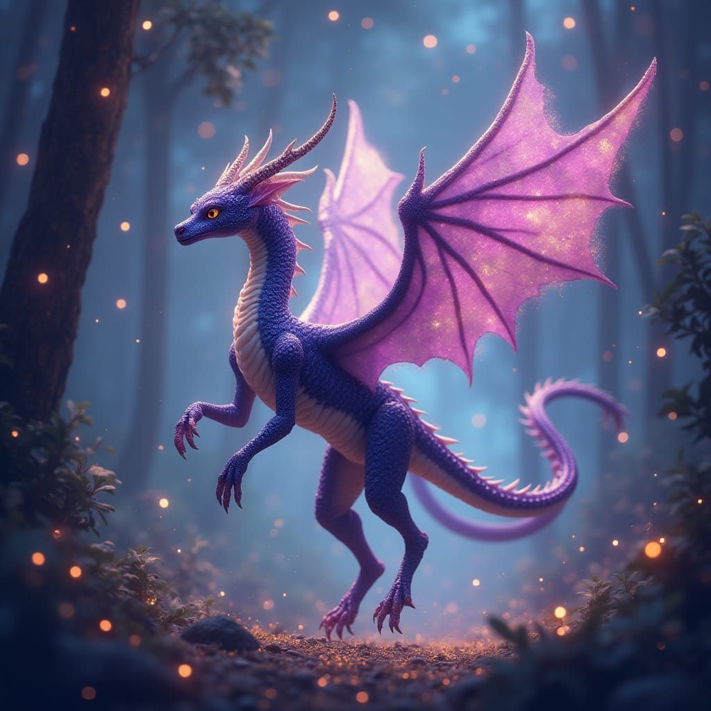 Ethereal Dragon Dances Amongst Vibrant Nebulas and Glitterin...