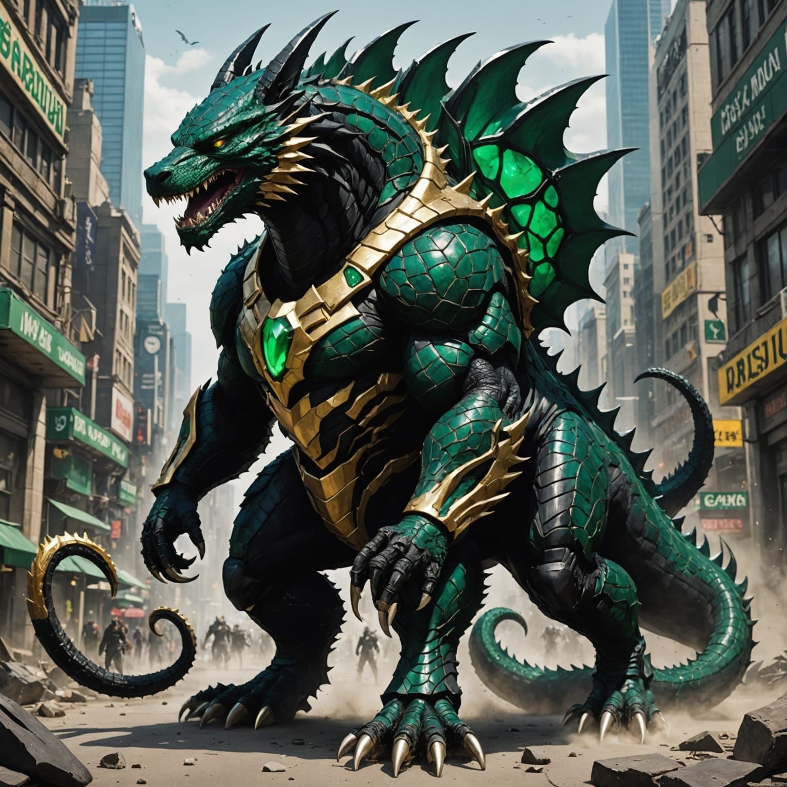 Emerald Anubis Godzilla Dragon Symbiote Creature