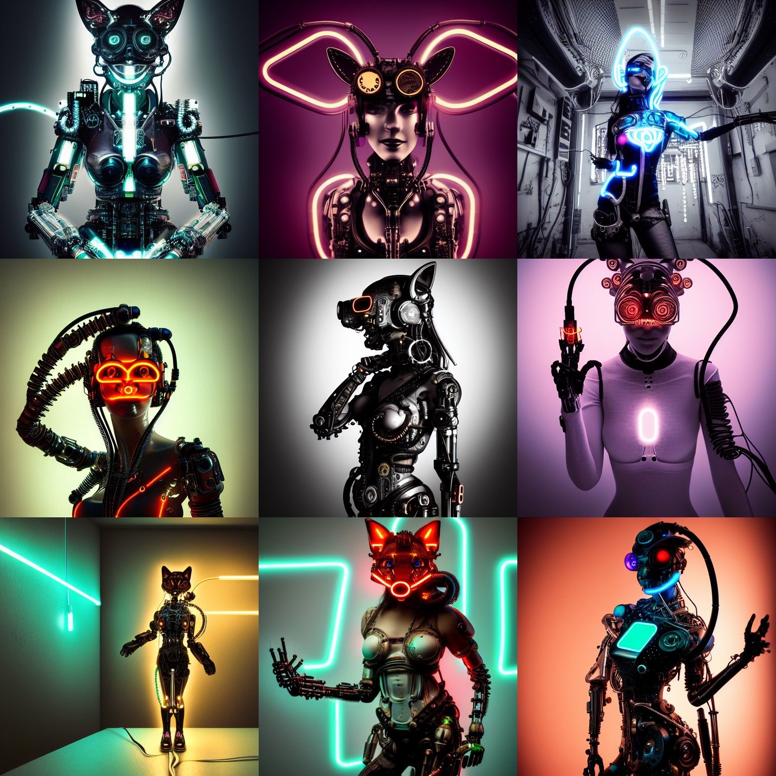 Cyborg Fox Woman in Steampunk Style