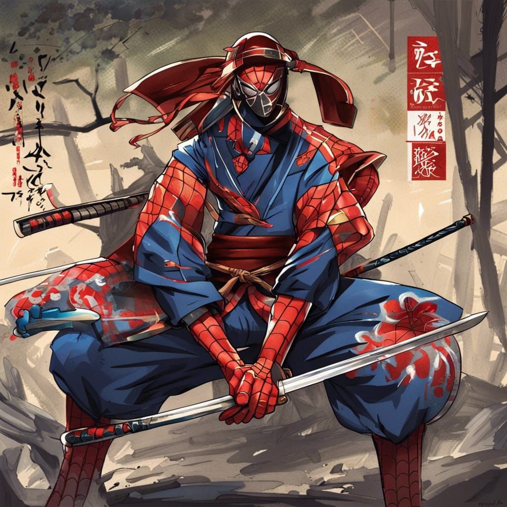 Spider-Man Samurai in Anime Style