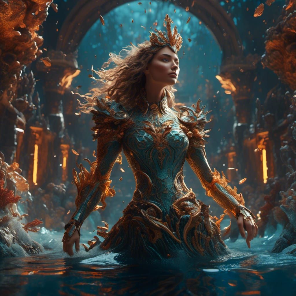 Detailed Matte Painting of a Woman in Fantasy Art